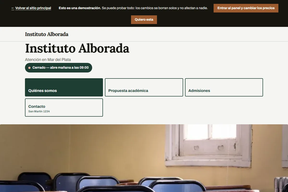 El sitio de demostración Instituto Alborada